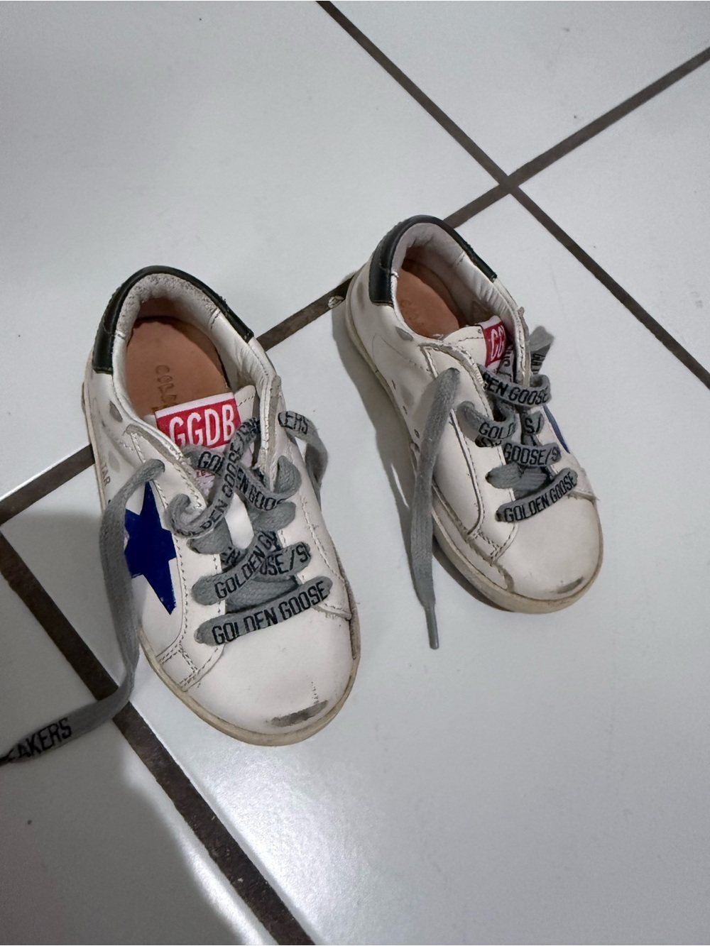 Golden Goose Kids White Sneakers with Blue Star